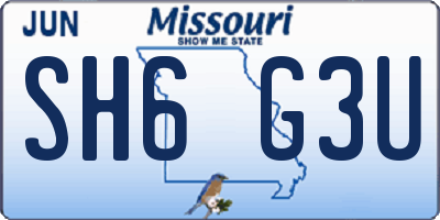 MO license plate SH6G3U