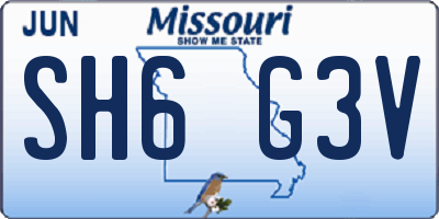 MO license plate SH6G3V