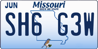 MO license plate SH6G3W