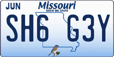 MO license plate SH6G3Y