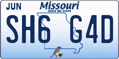 MO license plate SH6G4D