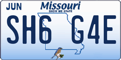 MO license plate SH6G4E
