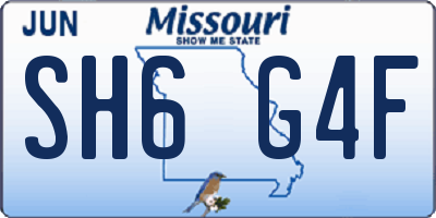 MO license plate SH6G4F