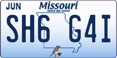MO license plate SH6G4I