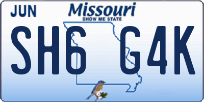 MO license plate SH6G4K