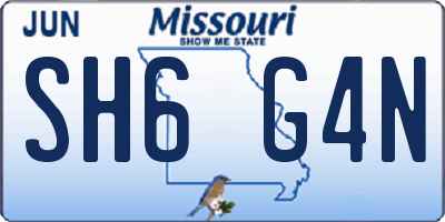 MO license plate SH6G4N