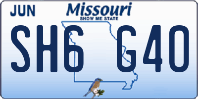 MO license plate SH6G4O