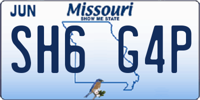 MO license plate SH6G4P