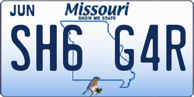 MO license plate SH6G4R
