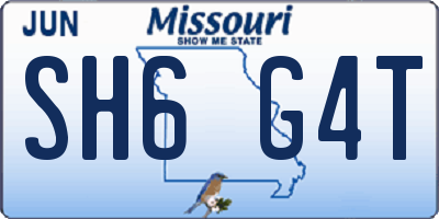MO license plate SH6G4T