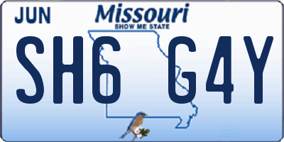 MO license plate SH6G4Y