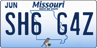 MO license plate SH6G4Z