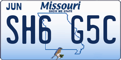 MO license plate SH6G5C