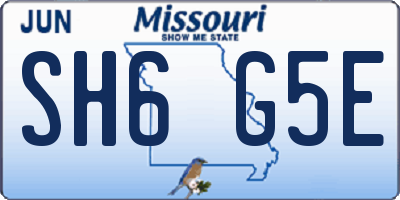 MO license plate SH6G5E