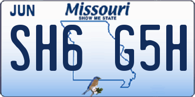 MO license plate SH6G5H