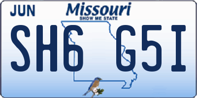 MO license plate SH6G5I