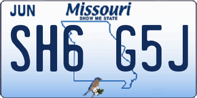 MO license plate SH6G5J