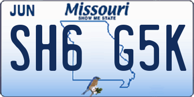 MO license plate SH6G5K