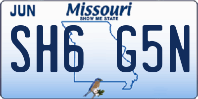 MO license plate SH6G5N