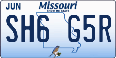 MO license plate SH6G5R