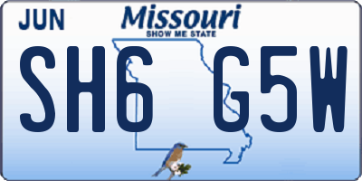 MO license plate SH6G5W