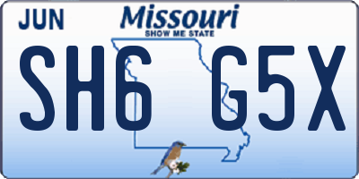 MO license plate SH6G5X