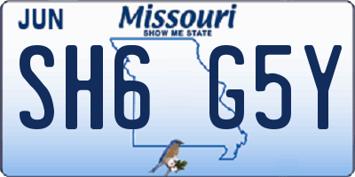 MO license plate SH6G5Y
