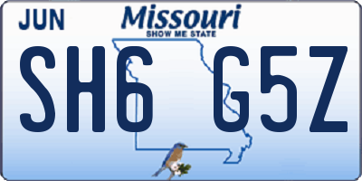 MO license plate SH6G5Z