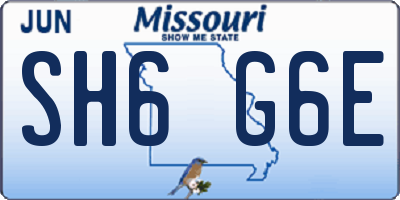 MO license plate SH6G6E