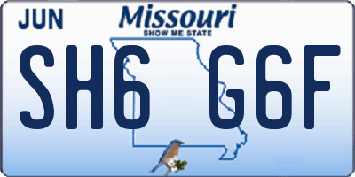 MO license plate SH6G6F