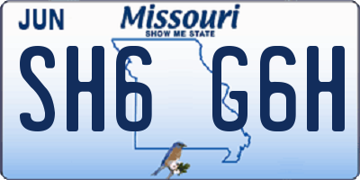 MO license plate SH6G6H