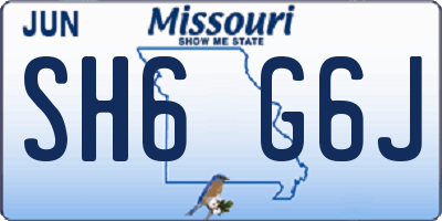 MO license plate SH6G6J