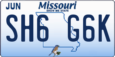 MO license plate SH6G6K