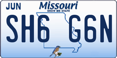 MO license plate SH6G6N