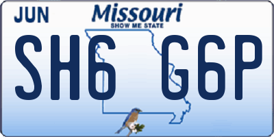 MO license plate SH6G6P