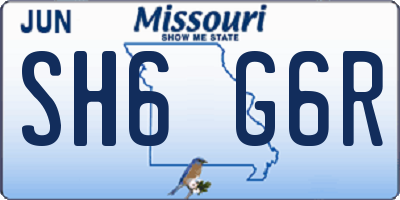 MO license plate SH6G6R