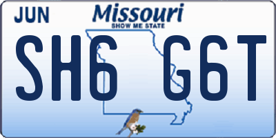 MO license plate SH6G6T
