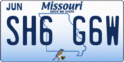 MO license plate SH6G6W