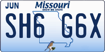 MO license plate SH6G6X