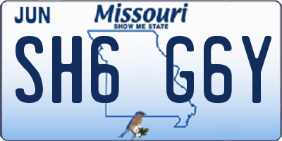 MO license plate SH6G6Y