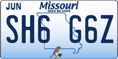 MO license plate SH6G6Z