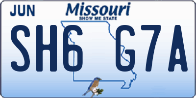 MO license plate SH6G7A