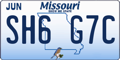 MO license plate SH6G7C