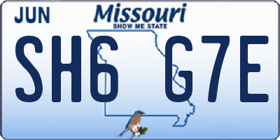 MO license plate SH6G7E