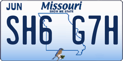 MO license plate SH6G7H