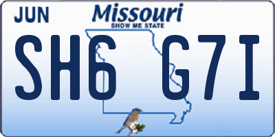 MO license plate SH6G7I