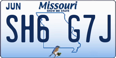 MO license plate SH6G7J