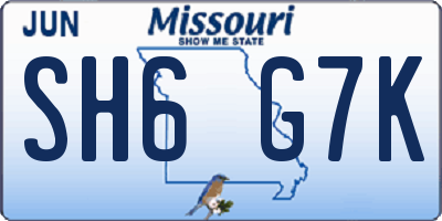 MO license plate SH6G7K