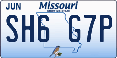 MO license plate SH6G7P