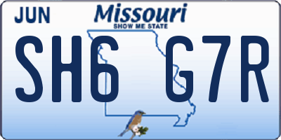 MO license plate SH6G7R